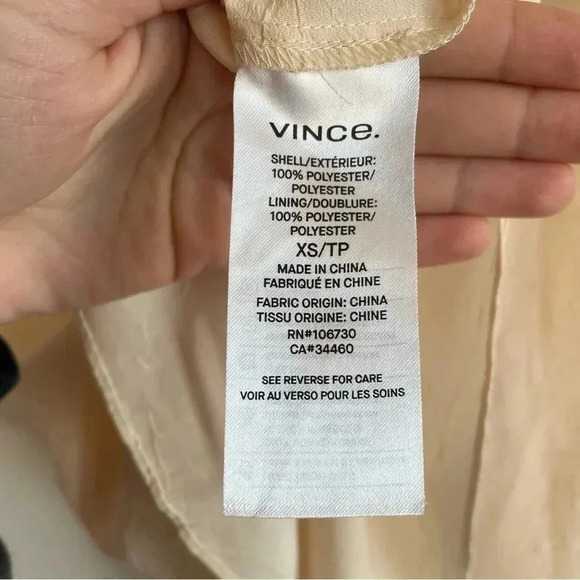 Vince Poet Long Sleeve Dress in Sandalwood Beige Textured Sheer Asymmetrical Hem - Picture 12 of 16